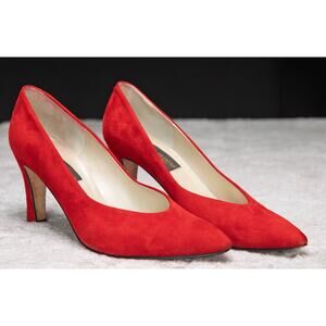 Classiques Entier Vintage Made in Italy Red Suede Pumps Heels Womens Size 9